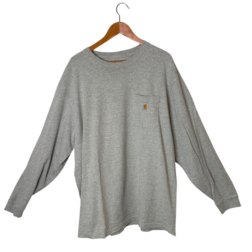 Carhartt Long Sleeve Pocket Shirt Mens 2XL Gray Original Fit Workwear